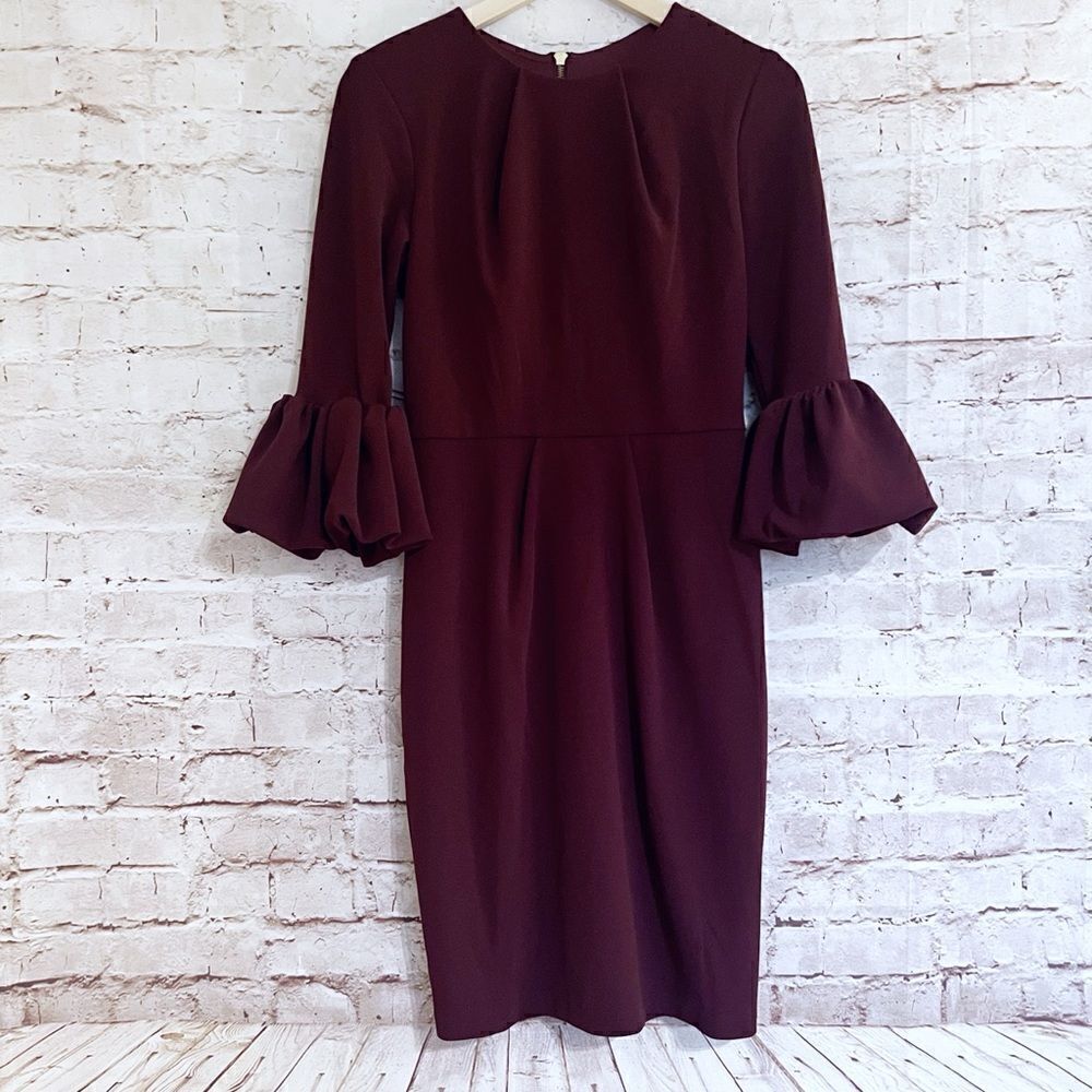 Betsy & Adam sheath dress bell sleeve